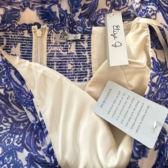 Eliza J Blue & White Floral Halter Maxi Dress / Gown - Size 8 - NWT - Picture 4 of 5